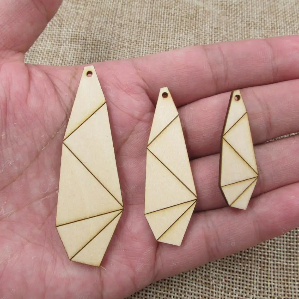 10pcs Laser Engraved Unfinished Blank Geometric Teardrop Earring Wood Shape Cutouts Plywood for DIY Jewelry Project Making