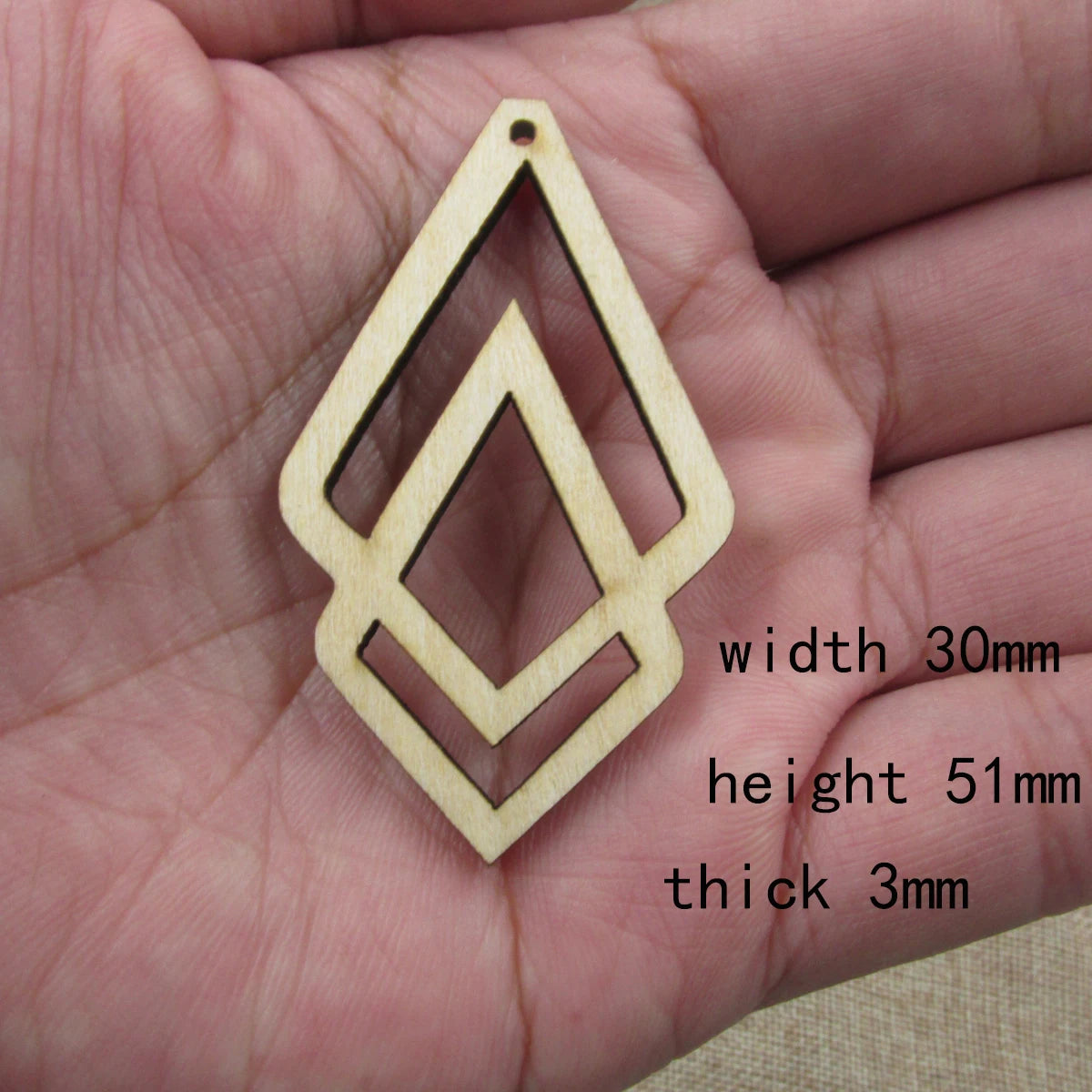 10pcs 2 inch Height Unfinished Wooden Blanks Tie Diamond Macrame DIY Earrings Findings Accessories Supplies