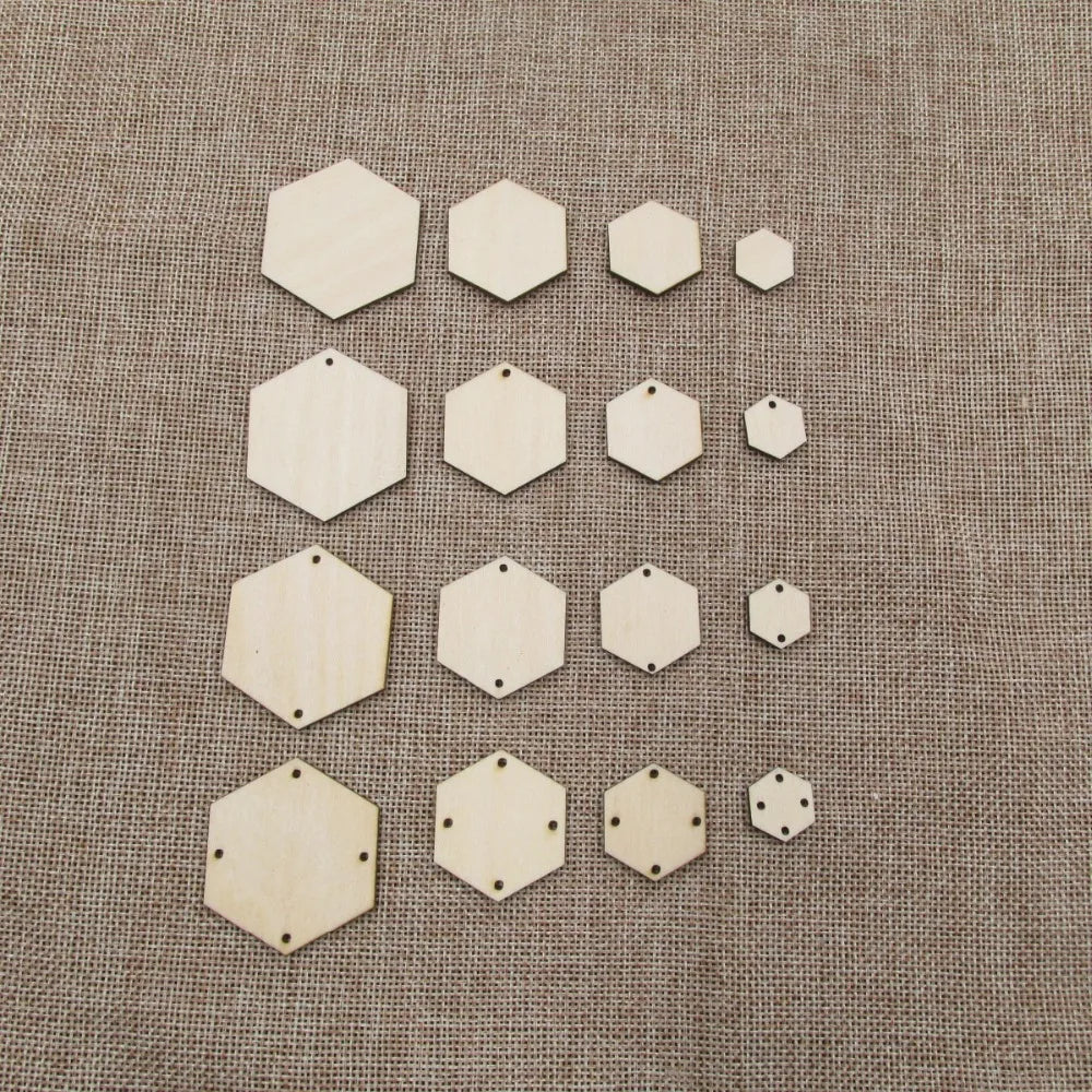 10pcs Unfinished Earring Blanks, Laser Cutouts, Geometric Hexagon Wood, Macrame Ear Rings, Jewelry Making Supplies
