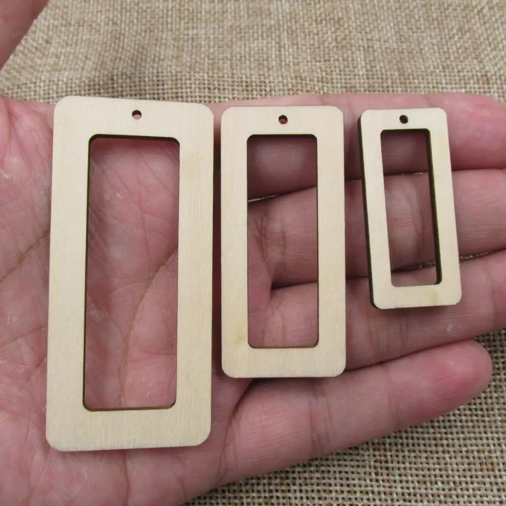 10pcs Unfinished Laser Cut Wood Earrings, Circle Rectangle Shapes, Blanks Wood Earrings, DIY Beads for Jewelry Making, Wholesale