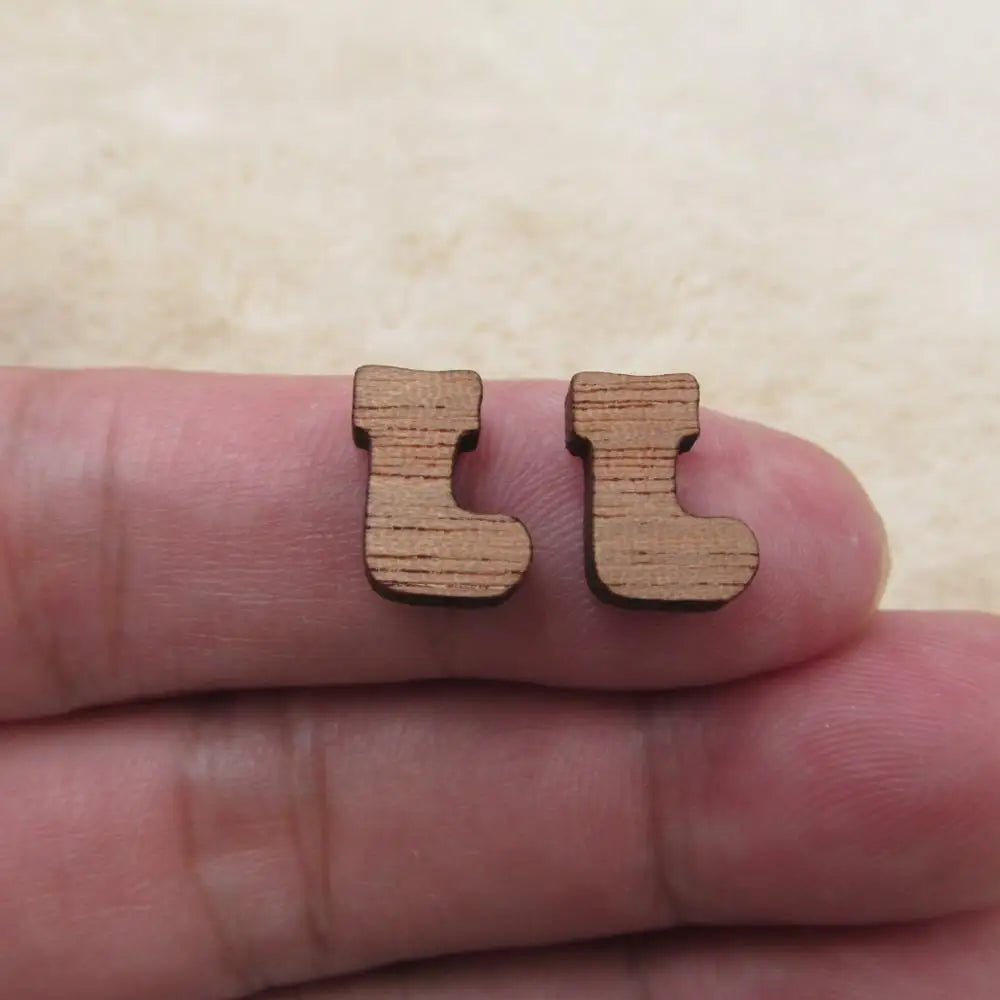 10pcs Unfinished Solid Wooden Christmas Tree, Boot Snowman, DIY Wood Crafts, Stud Earrings, Jewelry Making