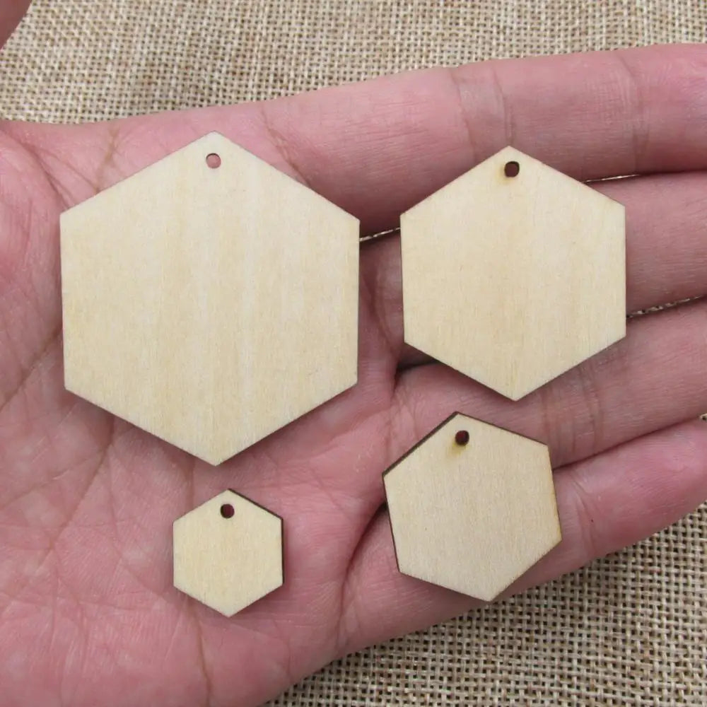 10pcs Unfinished Earring Blanks, Laser Cutouts, Geometric Hexagon Wood, Macrame Ear Rings, Jewelry Making Supplies