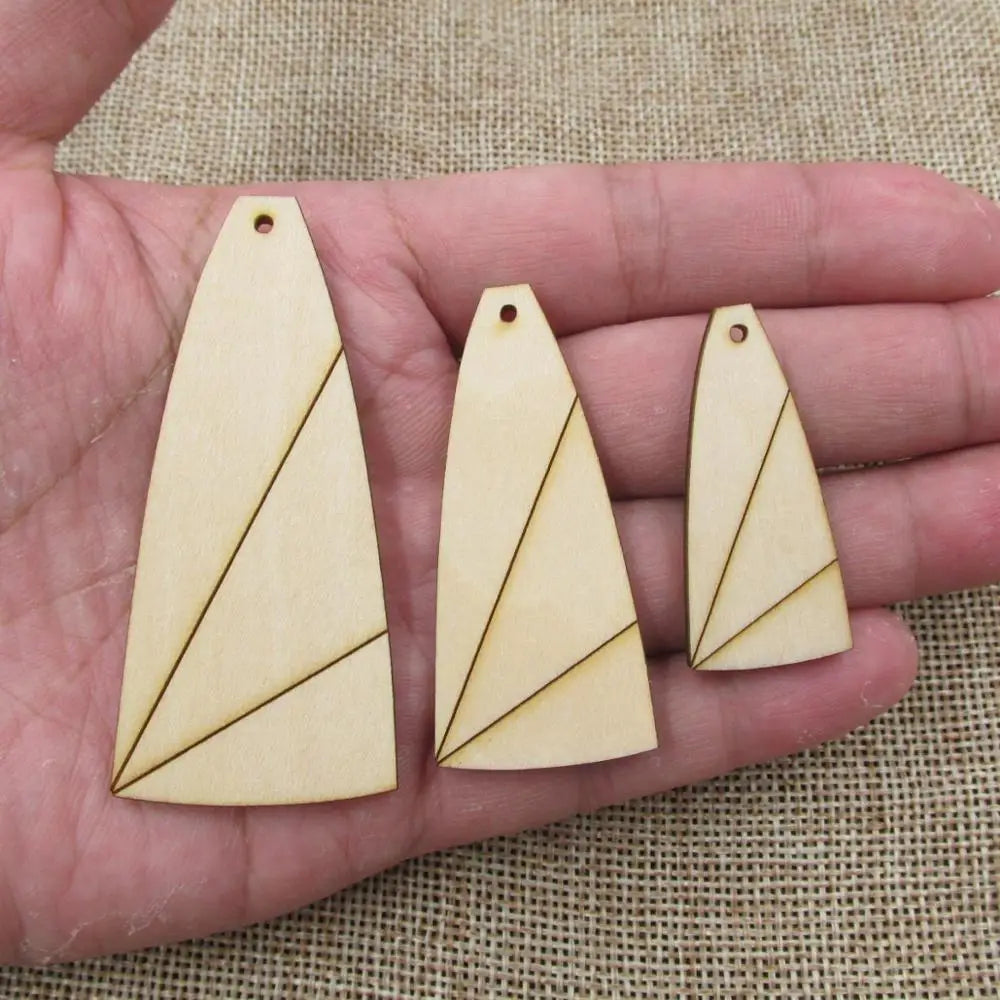 10pcs Laser Engraved Unfinished Blank Geometric Teardrop Earring Wood Shape Cutouts Plywood for DIY Jewelry Project Making