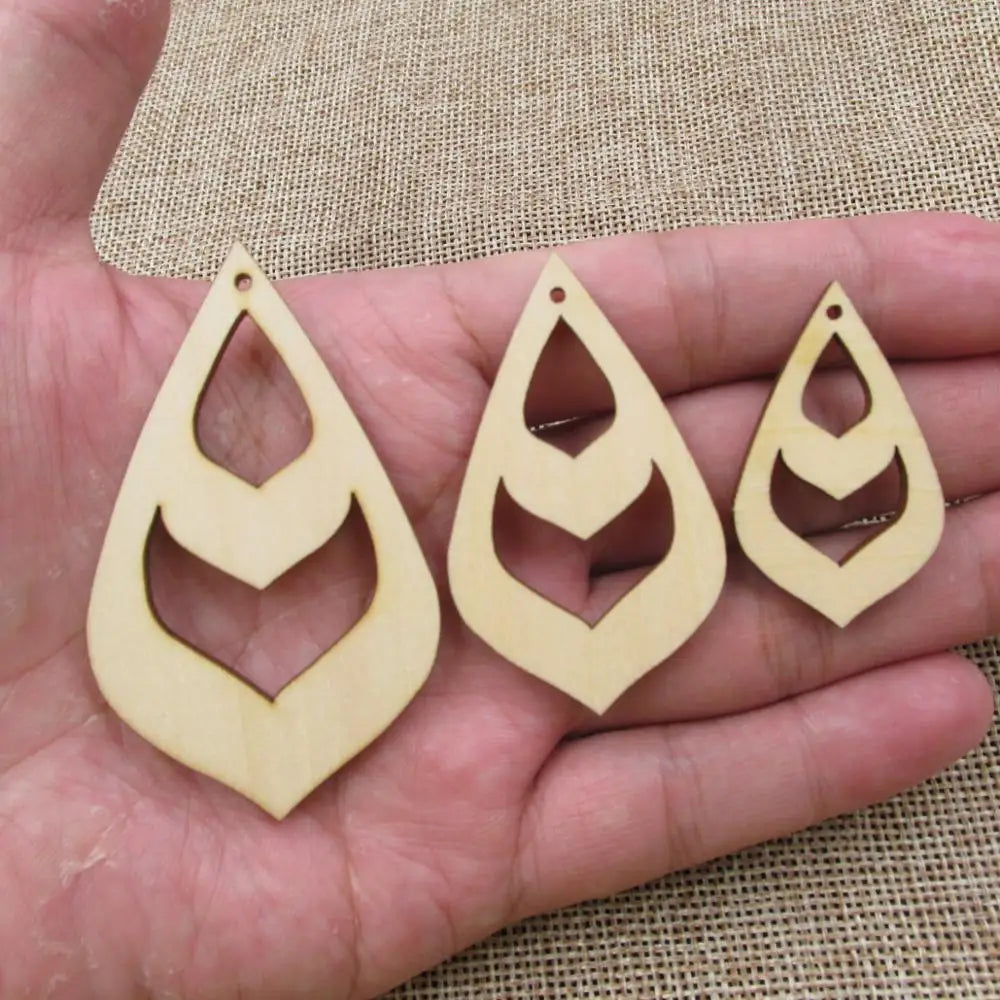 Tear Drop Wood Cutouts Plywood for DIY Jewelry Project Making, Unfinished Blank Rectangle Plywood