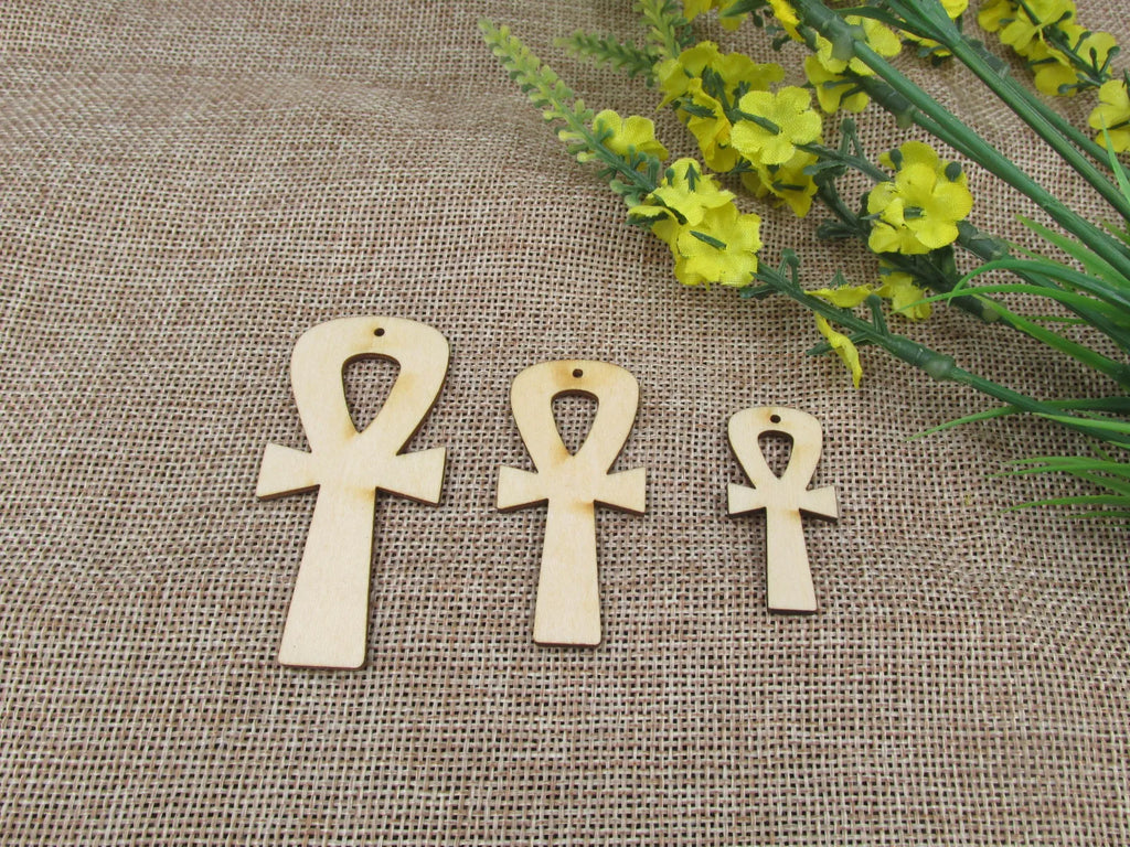 DIY Unfinished Laser Cut Wood Earrings Blank Pendant Wooden Africa Ankh Shapes Jewelry Findings For Handmade Diy Project