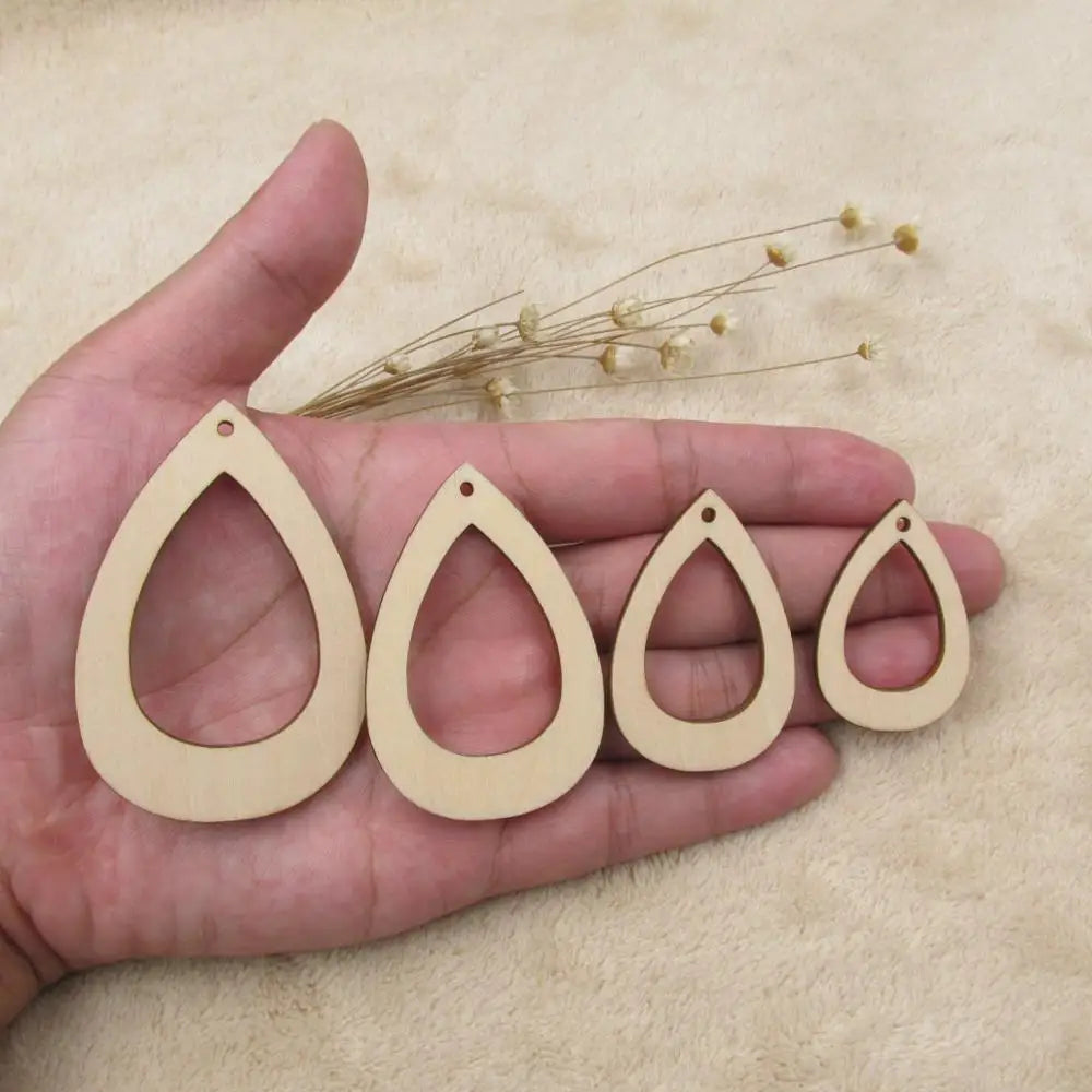10pcs Unfinished Wooden Teardrop Earring Pendants Blank Item Crafts for Jewelry DIY Making