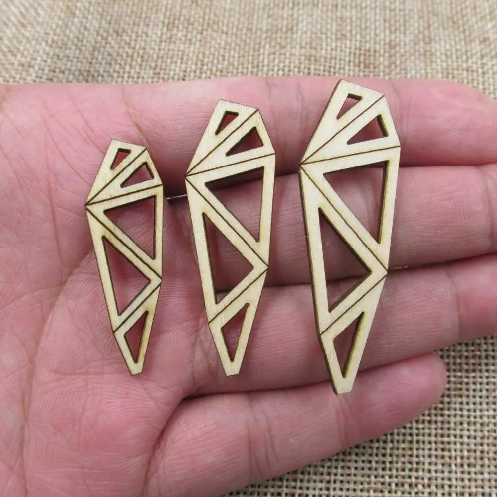 Laser Cut Geometric Unfinished Blank Wood Pendants, Wooden Charm Earring, DIY Dangle Earring, Jewelry Making Supplies