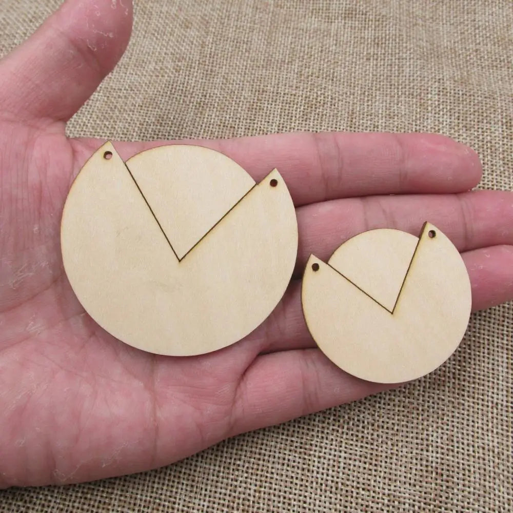 10pcs Unfinished Wood Blank Circles Jewelry Earring Jewel Base, Laser Engraved Circle, DIY Painting Project Craft