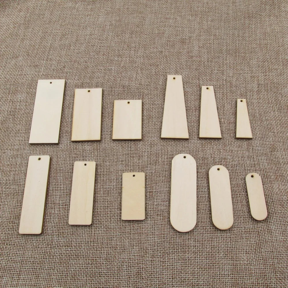 10pcs Unfinished Blank Wood Geometric Earring Rectangle Shape Cutouts Plywood For DIY Jewerly Project Making