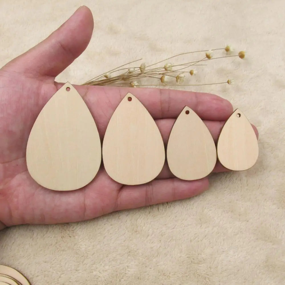 10pcs Unfinished Wooden Teardrop Earring Pendants Blank Item Crafts for Jewelry DIY Making