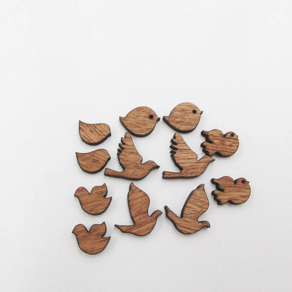10pcs Wooden Birds Charms Cabochon, DIY Laser Cut, Jewelry Supplies, Wood Earrings, Stud