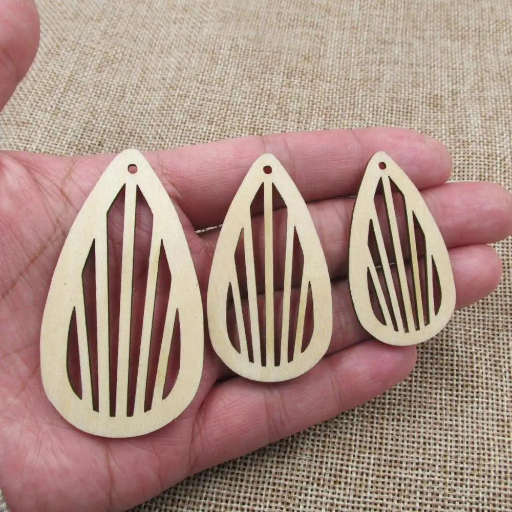 10pcs Unfinished Blank Leaf Tree Wood Pendants, Wooden Charm Earring, DIY Dangle Earring, Jewelry Making Supplies