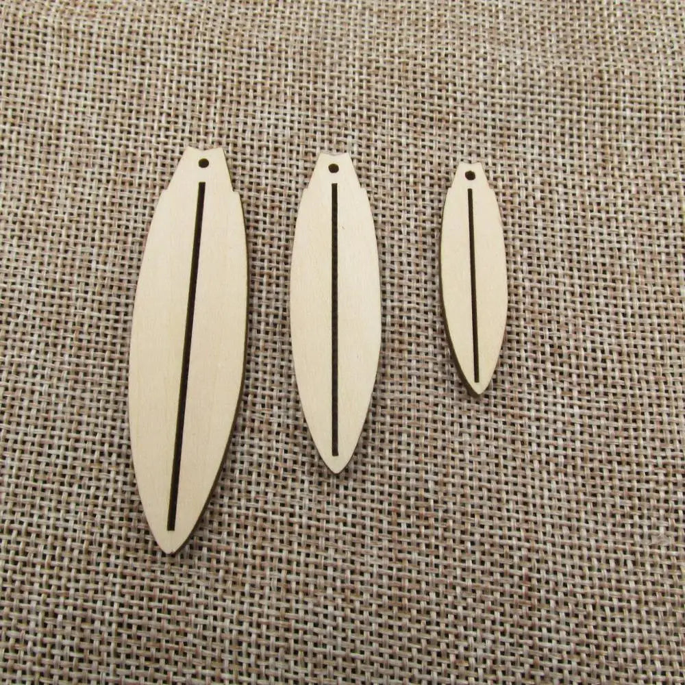 10pcs Unfinished Wooden Earrings Blanks, Feather Shape, Blank Plywood, Cut Out for Wood Project Making