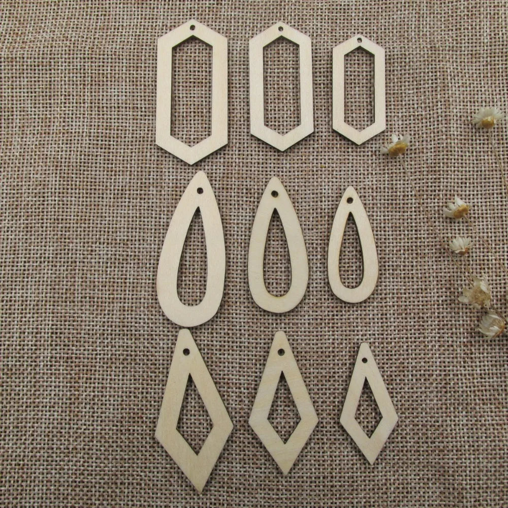 Unfinished Blank Leaf Treeop Wood Pendants, Wooden Charm Earring, DIY Dangle Earring, Jewelry Making Supplies