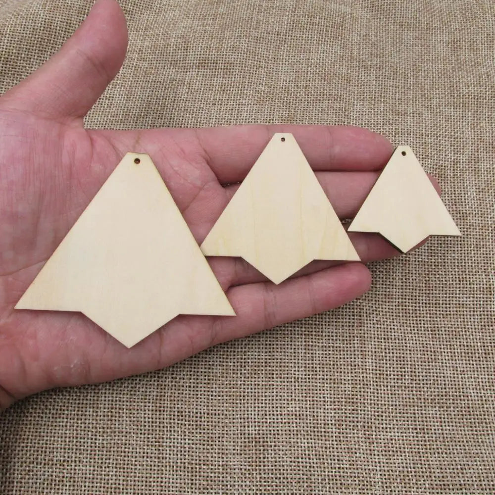 10pcs Unfinished Trigon Trilateral Earring Wood Shapes Plywood, Blank Cutouts for Jewelry, Earrings, Jewel Base Making