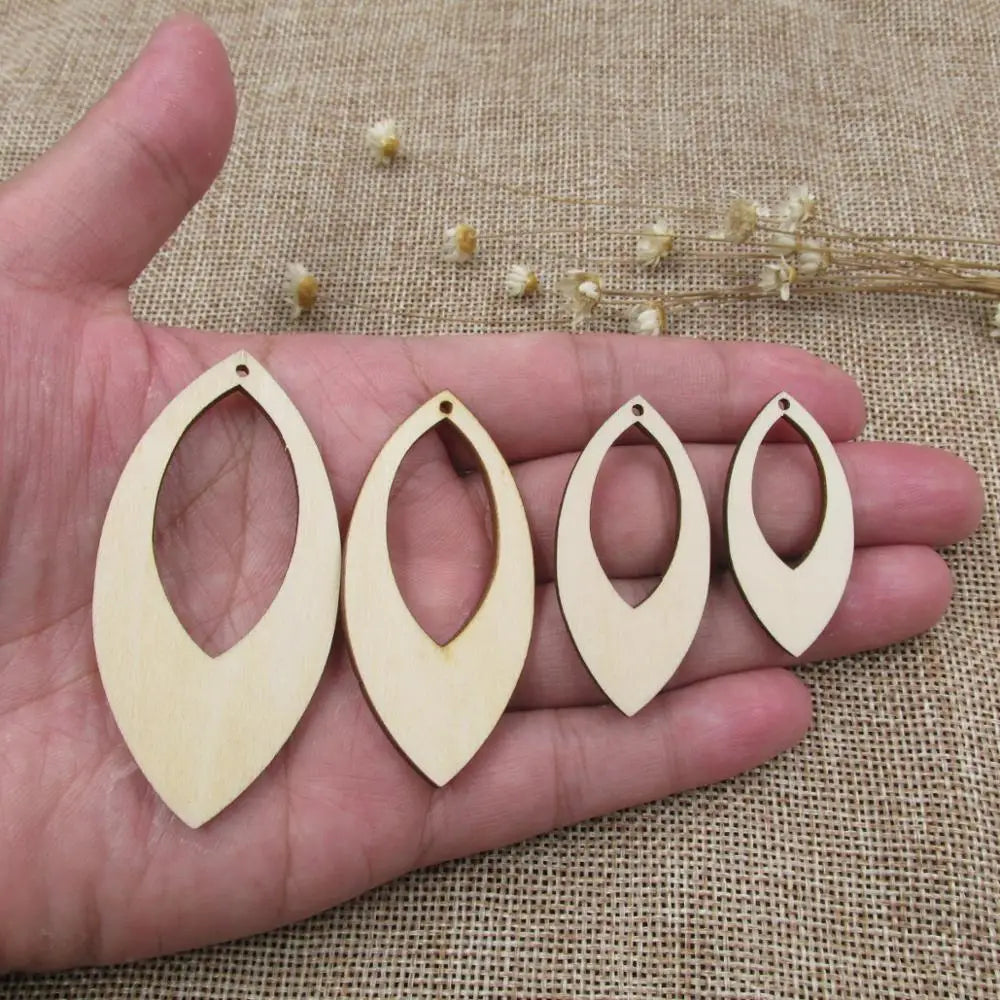 10pcs Unfinished Blank Wood Leaf Leaves Shape Cutout Plywood for DIY Dropearring, Jewelry Project, Painting Making