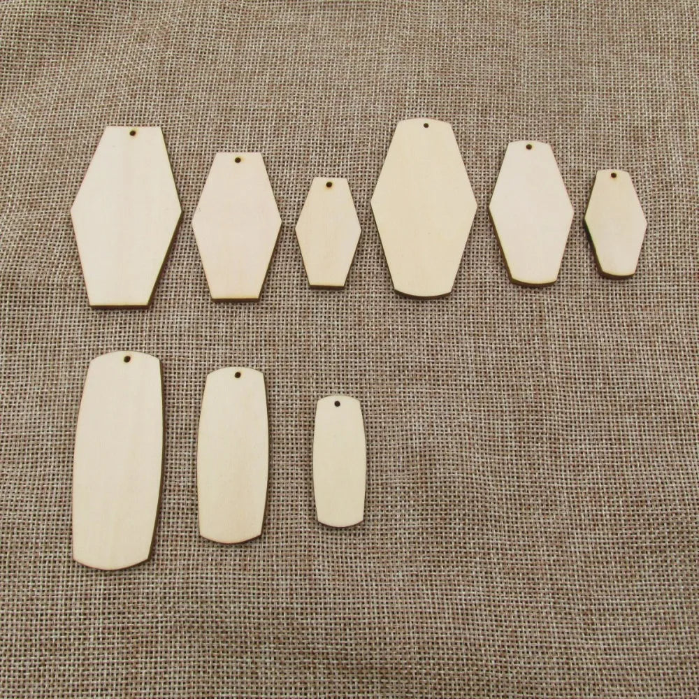 10pcs Unfinished Blank Wood Geometric Earring Rhombus Shape Cutouts Plywood, DIY Jewelry Project Making