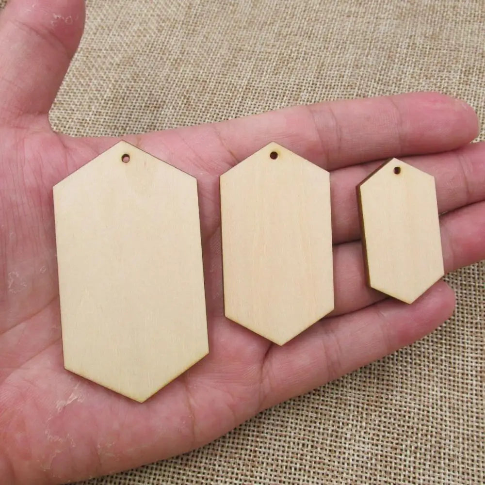 10pcs Unfinished Blank Geometric Hexagon Earring Wood Shape Cutouts Plywood for DIY Jewelry Project Making