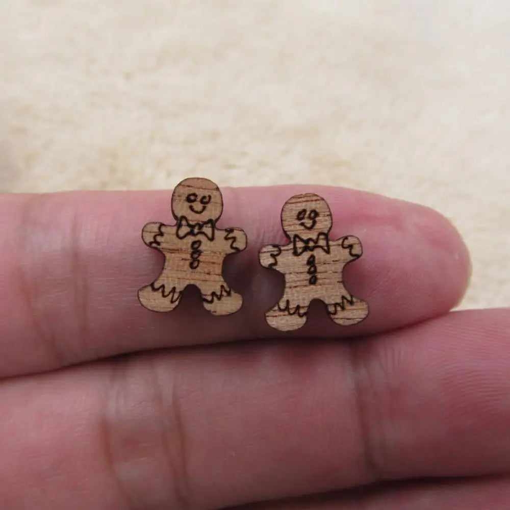 10pcs Unfinished Solid Wooden Christmas Tree, Boot Snowman, DIY Wood Crafts, Stud Earrings, Jewelry Making