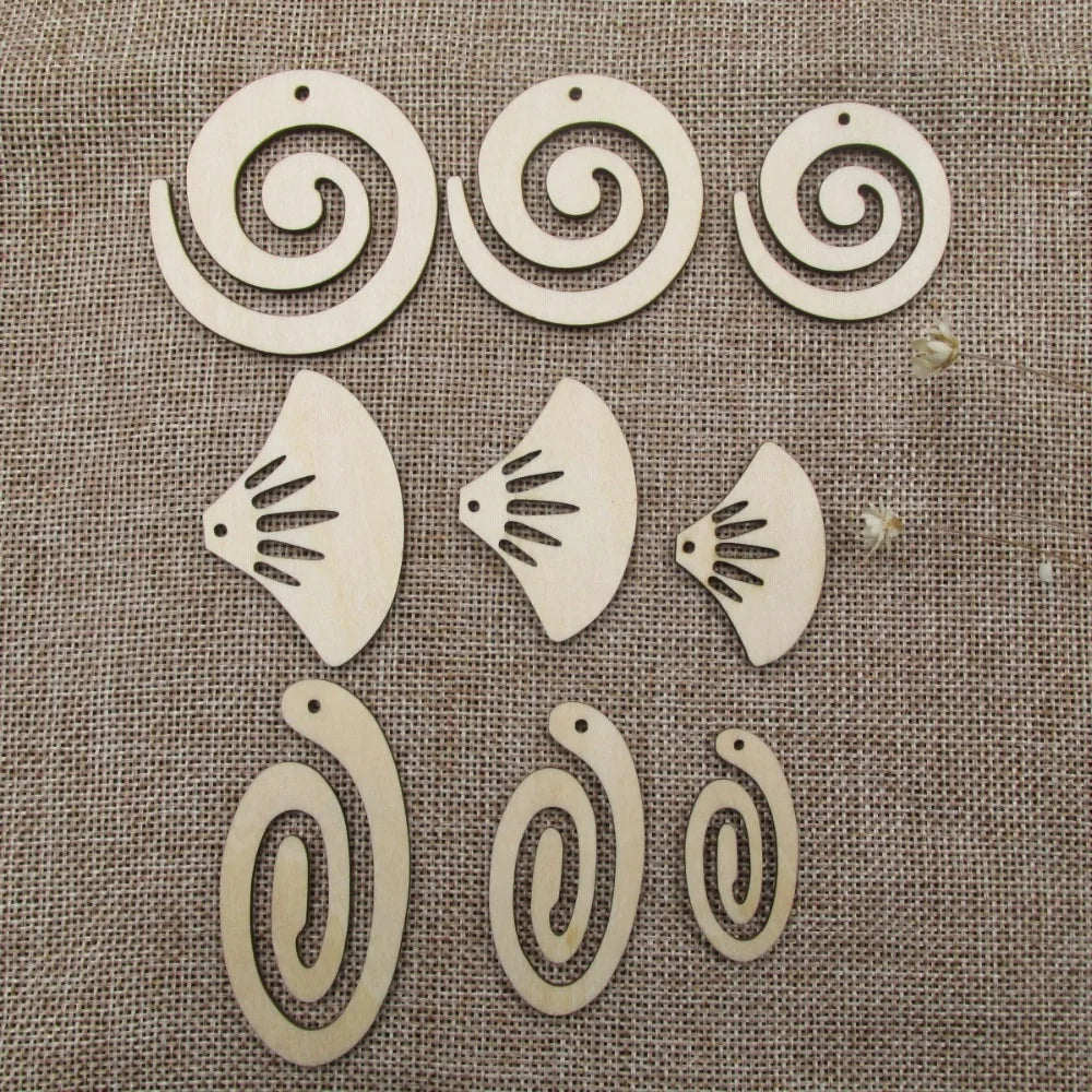 Unfinished Blank Circle Fan Wood Shape Cutout Wooden Charm Earring, DIY Dangle Earring, Jewelry Making Supplies