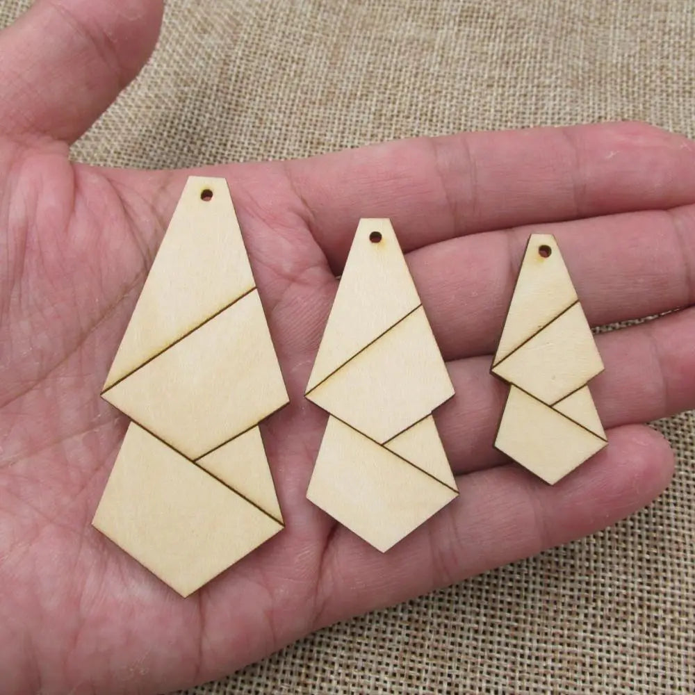 10pcs Laser Engraved Unfinished Blank Geometric Earring Bird Leaf Leaves Wood Shape Cutouts Plywood For DIY Jewerly Project Making