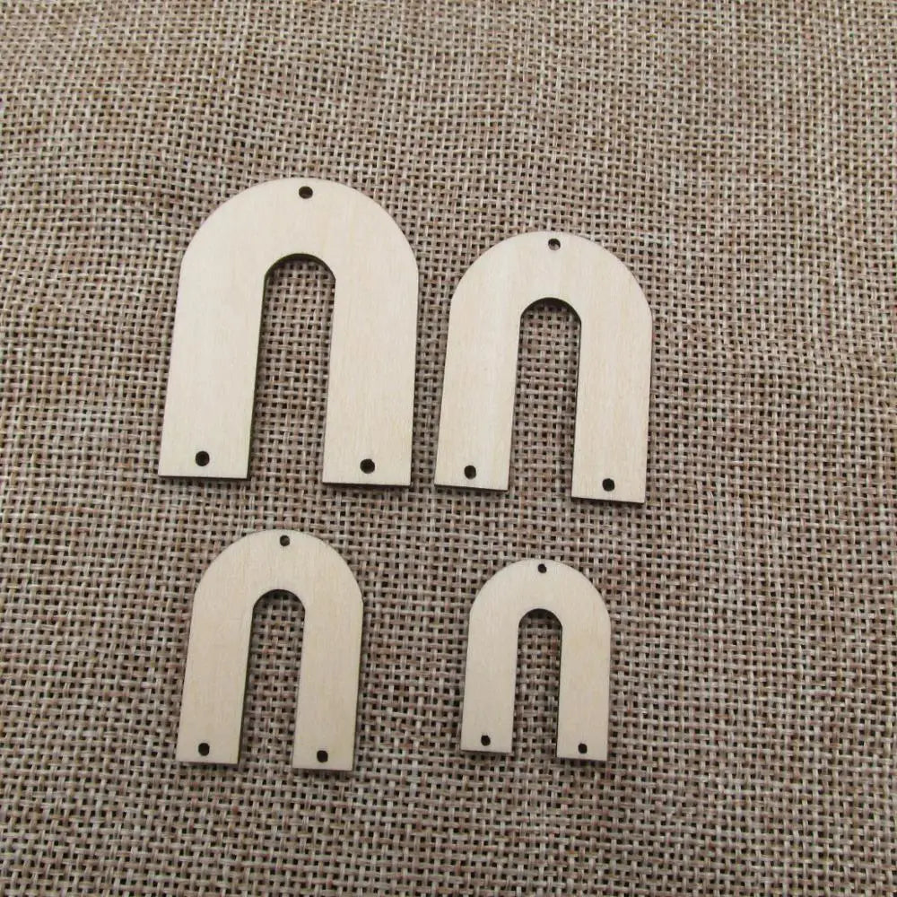 10pcs Unfinished Blank Wood Earring, Rainbow Bridge Shape, Round Cutouts Plywood, DIY Jewelry Project Making