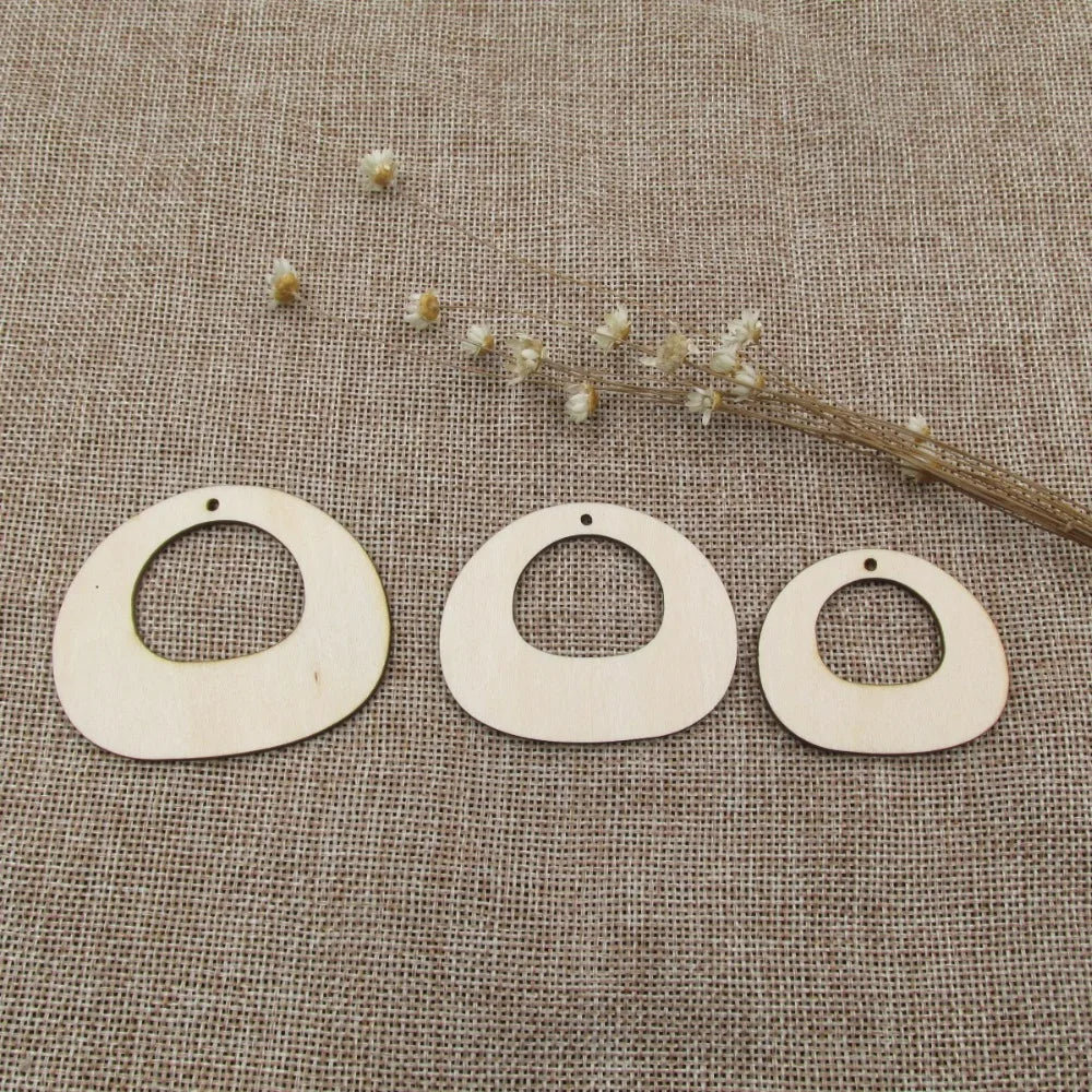 10pcs Unfinished Wooden Earrings Blanks, Stone Shape Cutouts, Plywood for DIY Crafts, Jewel Base Making