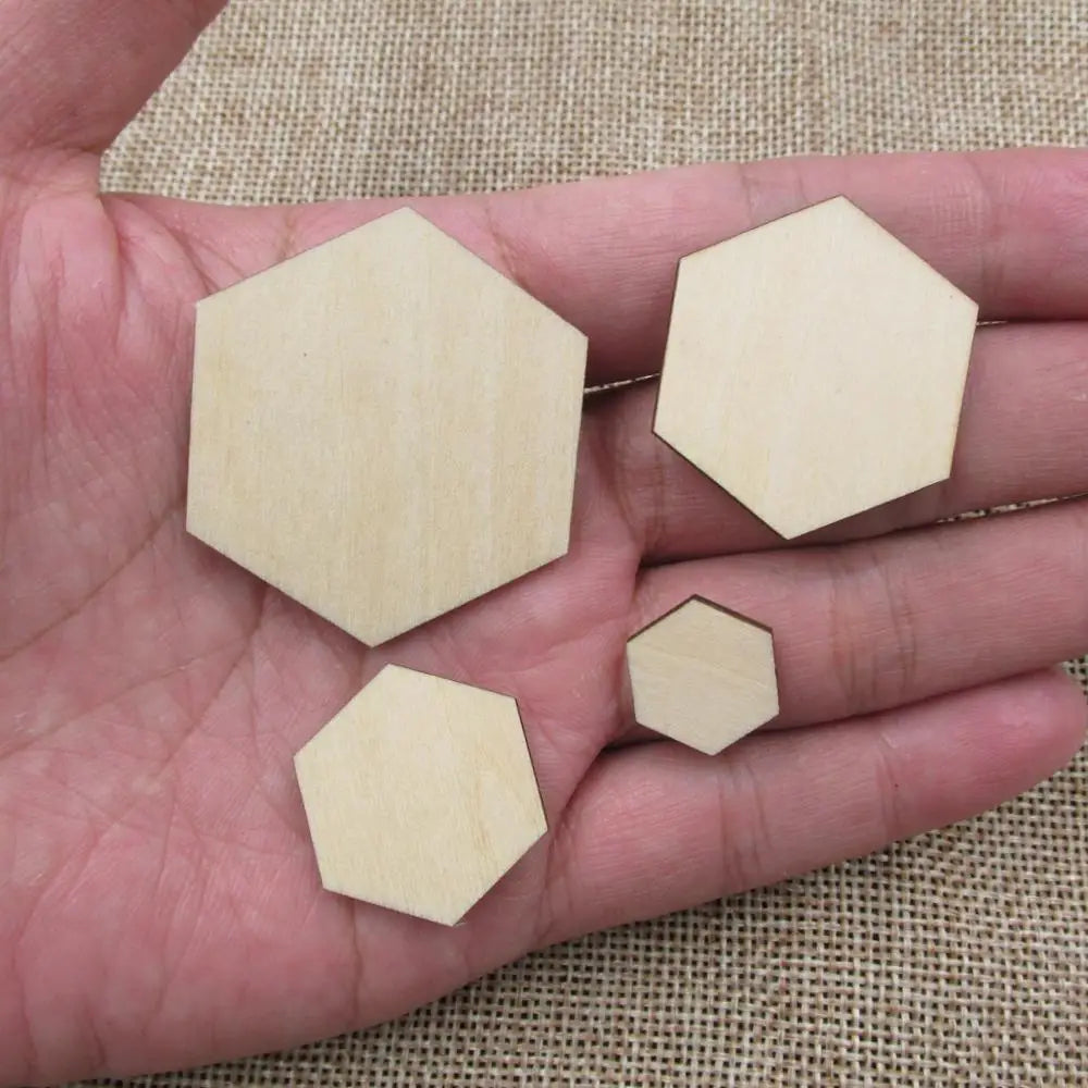 10pcs Unfinished Earring Blanks, Laser Cutouts, Geometric Hexagon Wood, Macrame Ear Rings, Jewelry Making Supplies