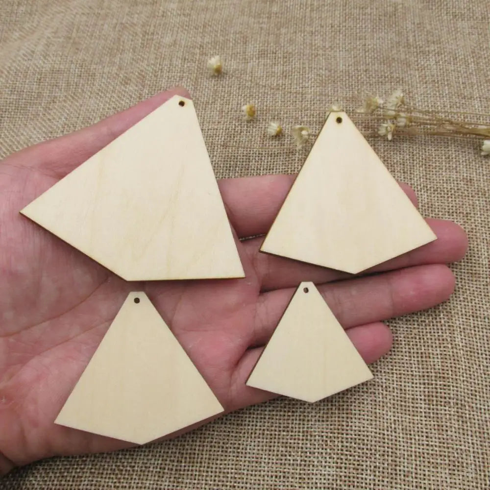 10pcs Unfinished Blank Wood Geometric Diamond Shape Cutout Plywood, DIY Jewelry Project, Painting