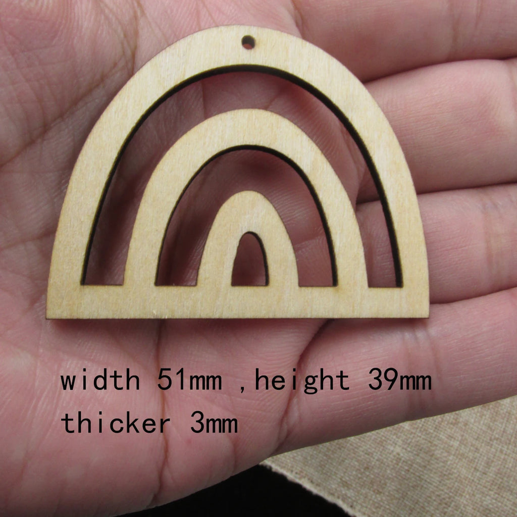 10pcs Unfinished Wood Blanks Rainbow Heart Football Window Macrame DIY Earrings Parts Findings Accessories Supplies
