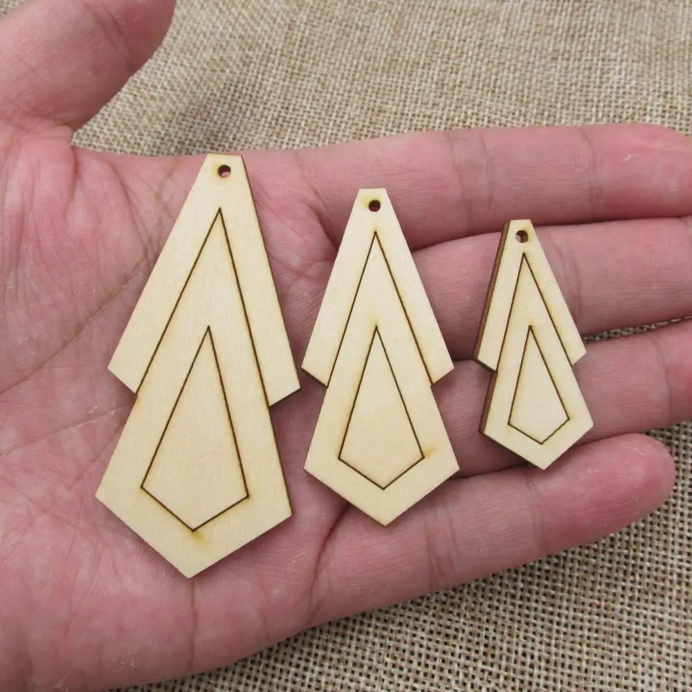 10pcs Laser Engraved Unfinished Blank Geometric Earring Bird Leaf Leaves Wood Shape Cutouts Plywood For DIY Jewerly Project Making