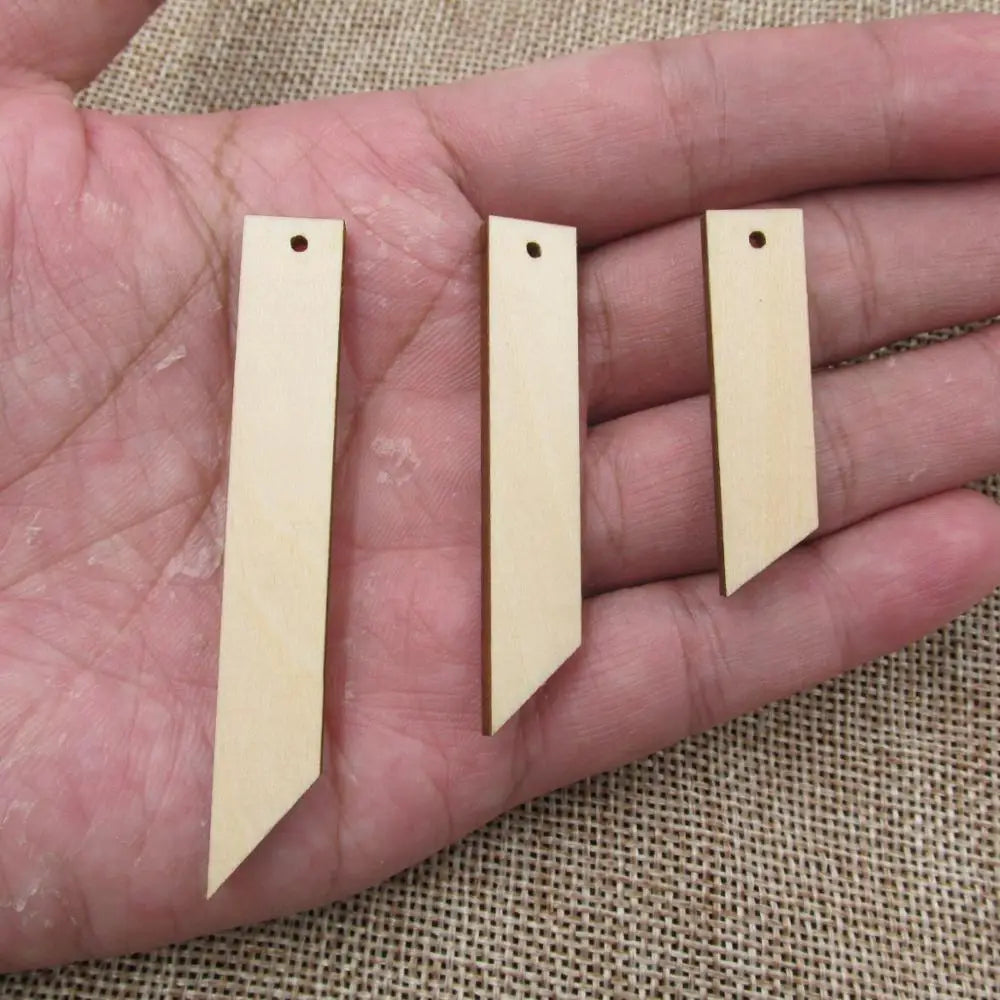 10pcs Unfinished Blank Wood Wave Rectangle Shape Cutouts Plywood for DIY Jewelry Project Making