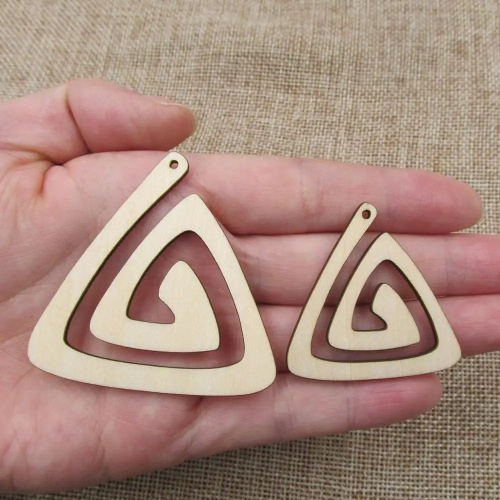 10pcs Unfinished Blank Geometric Wood Shape Cutout Wooden Charm Earring, DIY Dangle Earring, Jewelry Making Supplies