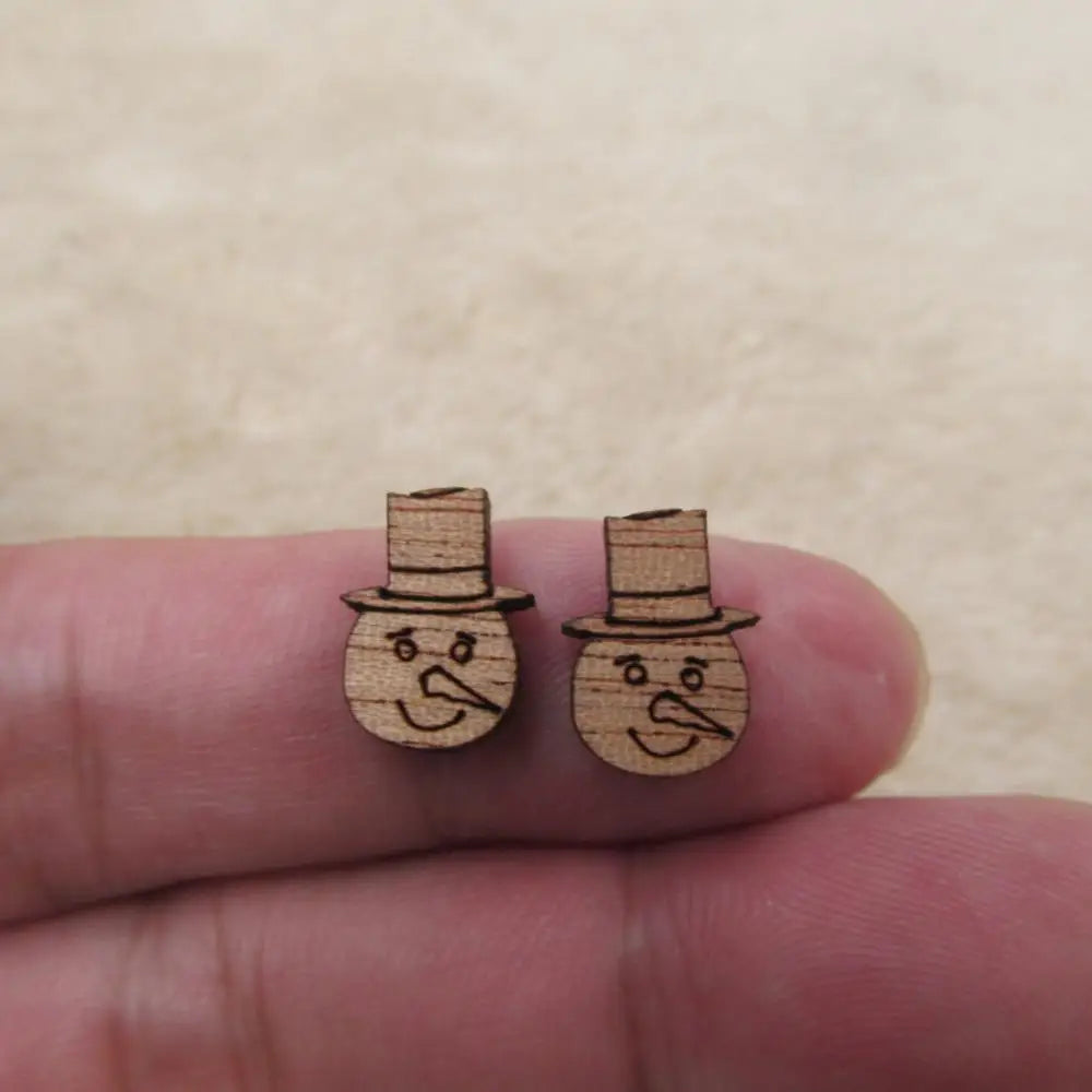 10pcs Unfinished Solid Wooden Christmas Tree, Boot Snowman, DIY Wood Crafts, Stud Earrings, Jewelry Making