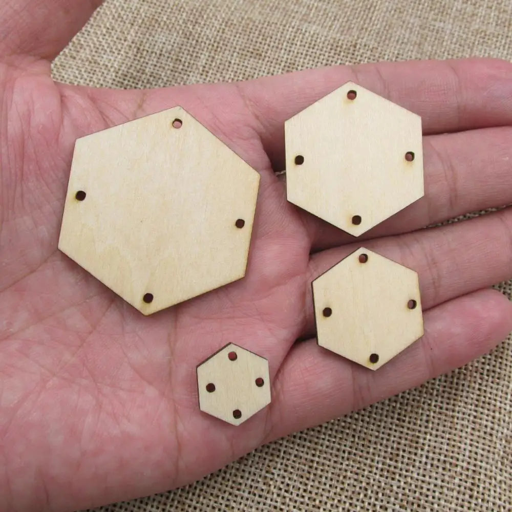 10pcs Unfinished Earring Blanks, Laser Cutouts, Geometric Hexagon Wood, Macrame Ear Rings, Jewelry Making Supplies