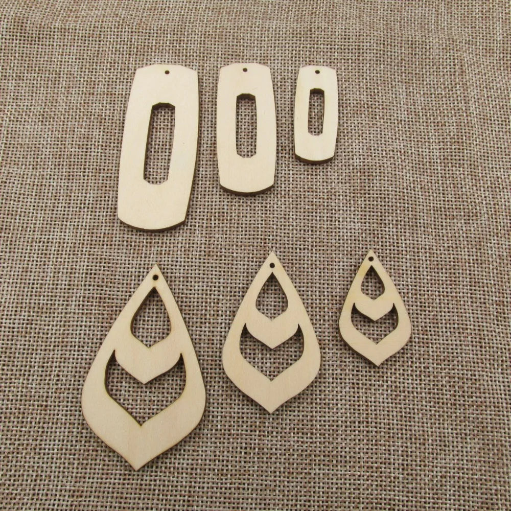 Tear Drop Wood Cutouts Plywood for DIY Jewelry Project Making, Unfinished Blank Rectangle Plywood