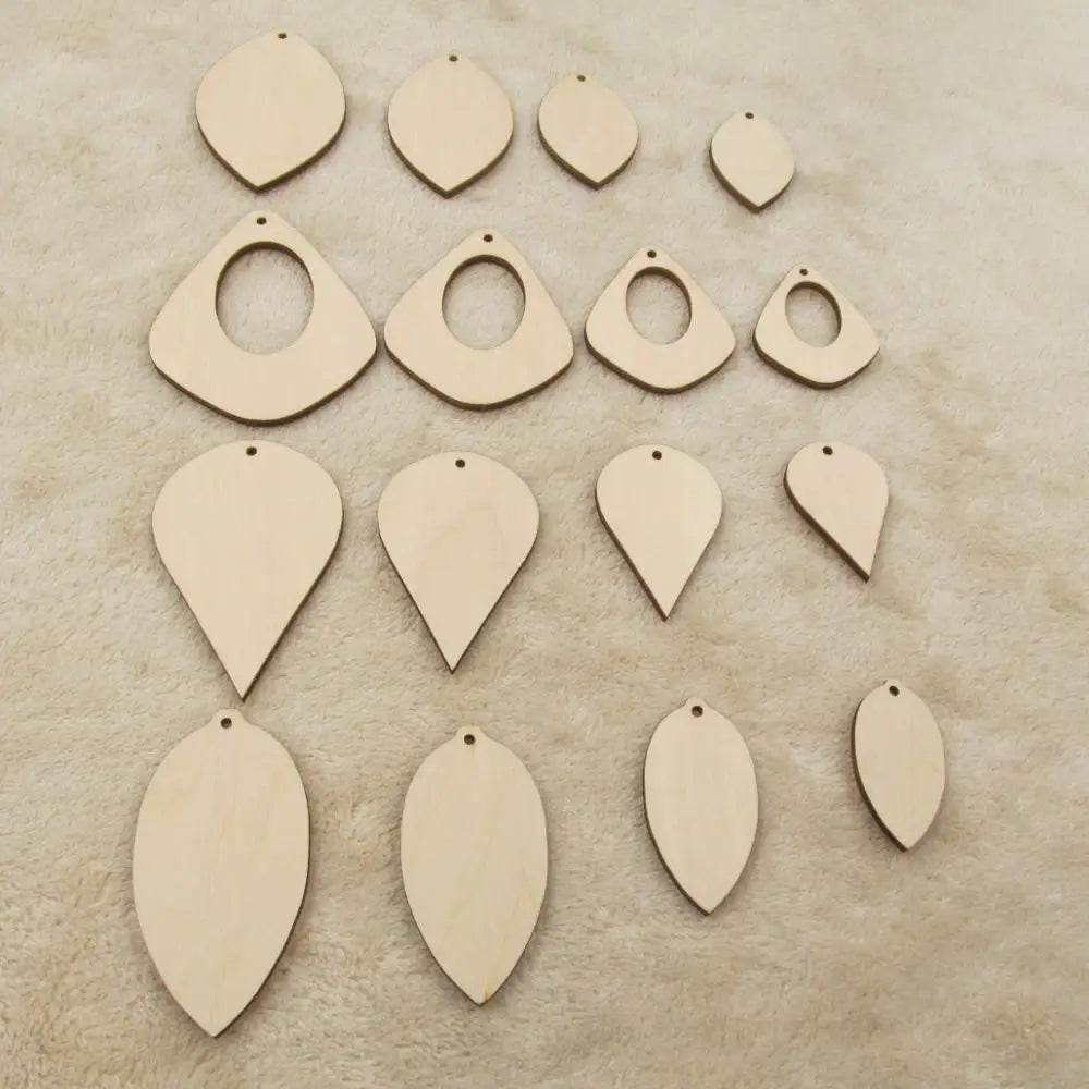 10pcs Unfinished Wooden Teardrop Earring Pendants Blank Item Crafts for Jewelry DIY Making