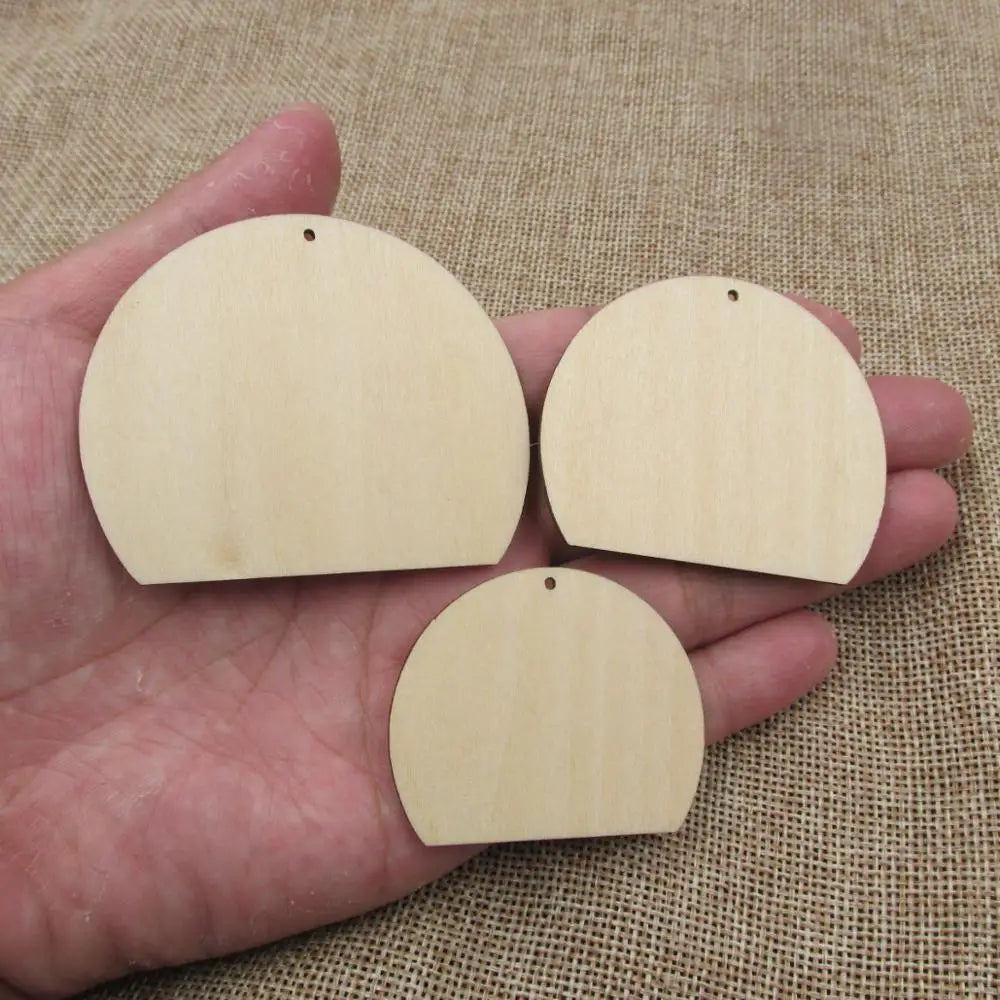 10pcs Unfinished Blank Wood Earring, Half Circle Shape, Round Cutouts Plywood, DIY Jewelry Project Making