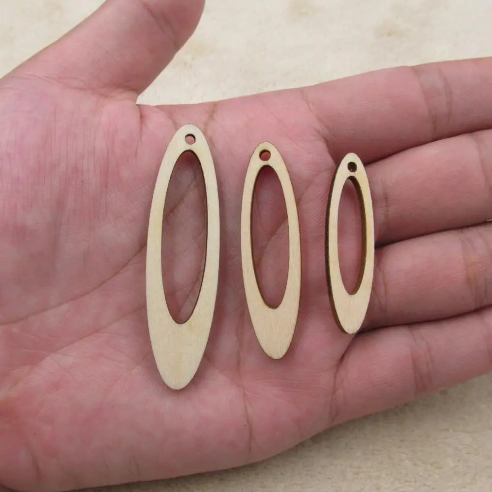 Unfinished Wooden Earrings, Blank Circle, Oval Wood Drop, Dangle Ear Rings for Jewelry, DIY Craft Making Supplies