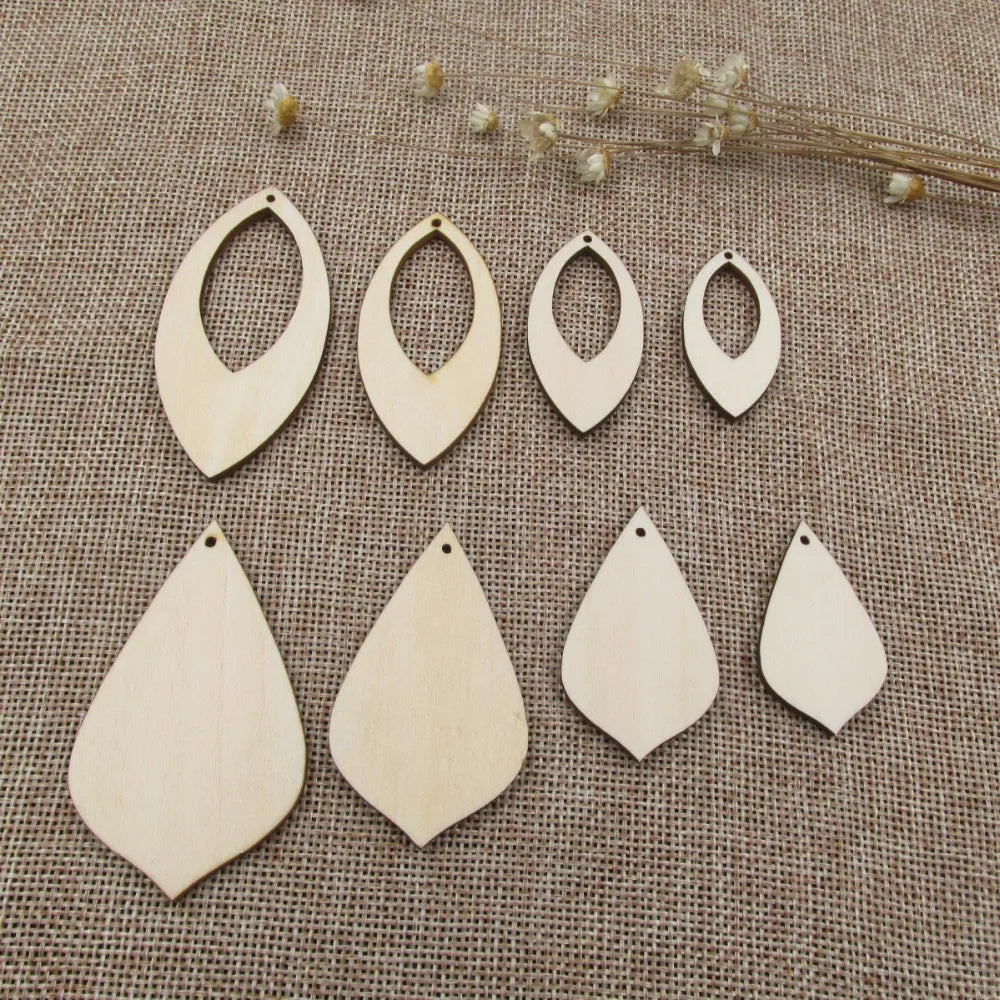 10pcs Unfinished Blank Wood Leaf Leaves Shape Cutout Plywood for DIY Dropearring, Jewelry Project, Painting Making