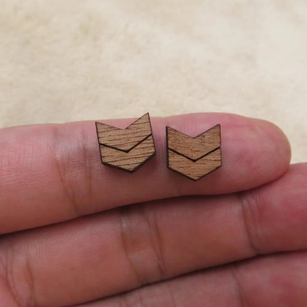 Laser Cut Unfinished Wooden Geometric Hexagon Circle Earrings, Chevro Shapes for DIY, Wood Crafts Stud Earrings, Jewelry Making