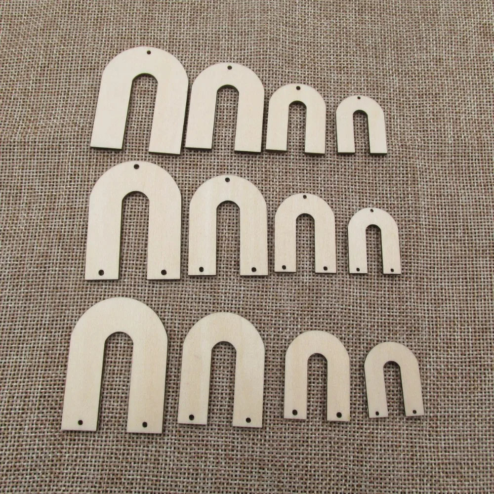 10pcs Unfinished Blank Wood Earring, Rainbow Bridge Shape, Round Cutouts Plywood, DIY Jewelry Project Making