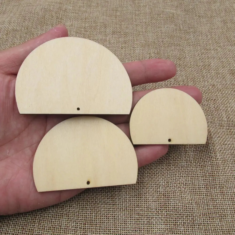 10pcs Unfinished Blank Wood Earring, Half Circle Shape, Round Cutouts Plywood, DIY Jewelry Project Making