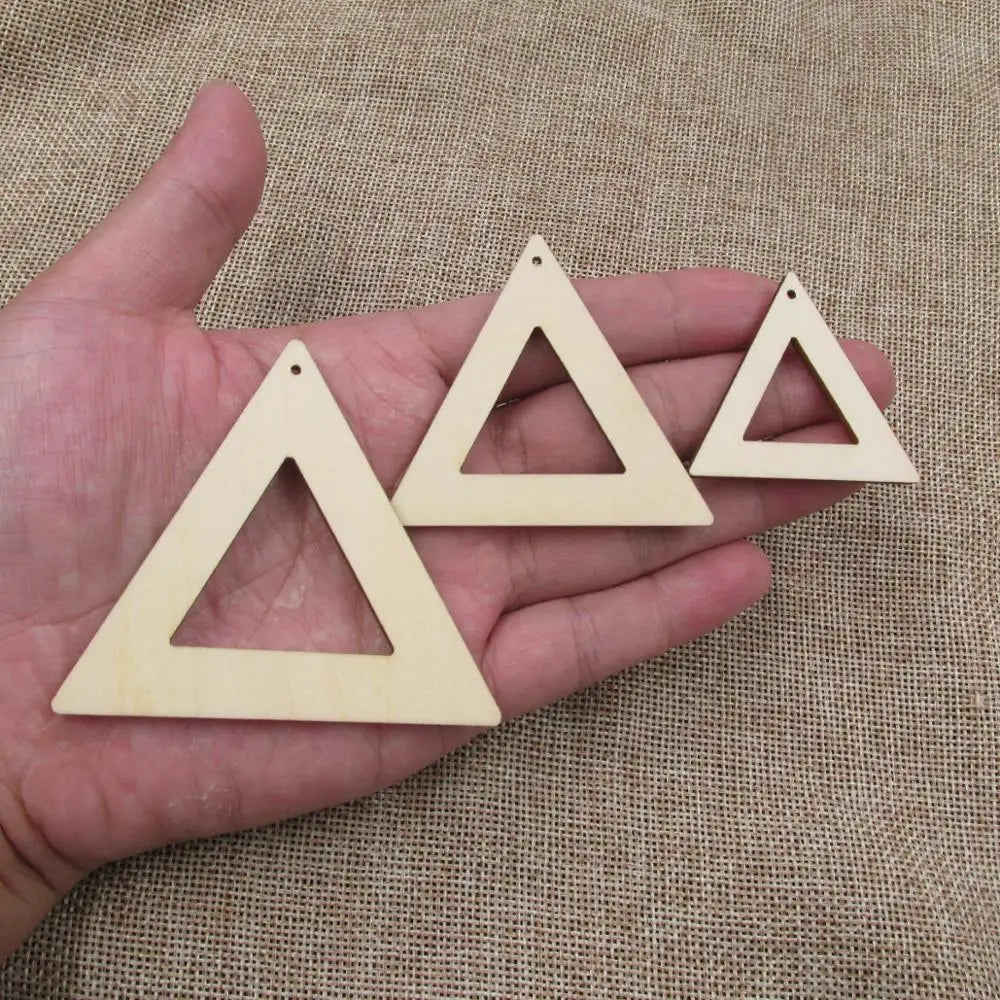 10pcs Unfinished Trigon Trilateral Earring Wood Shapes Plywood, Blank Cutouts for Jewelry, Earrings, Jewel Base Making