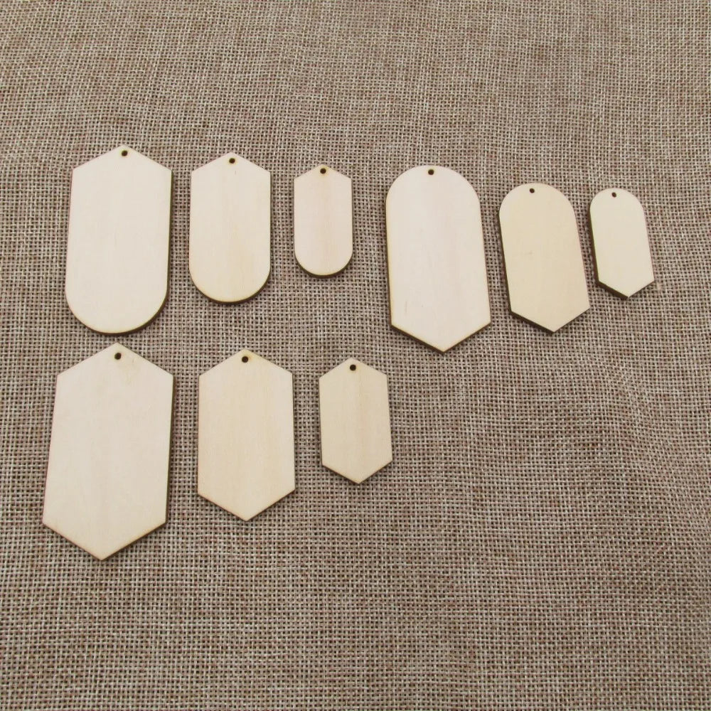 10pcs Unfinished Blank Geometric Hexagon Earring Wood Shape Cutouts Plywood for DIY Jewelry Project Making