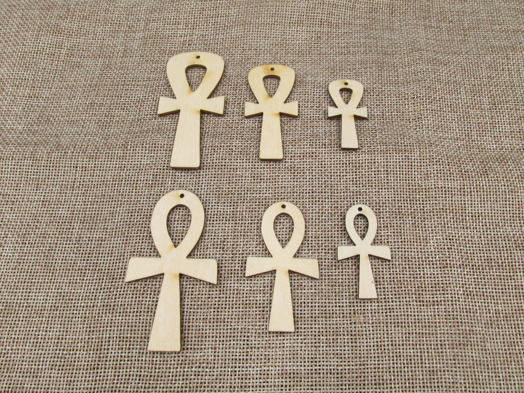 DIY Unfinished Laser Cut Wood Earrings Blank Pendant Wooden Africa Ankh Shapes Jewelry Findings For Handmade Diy Project