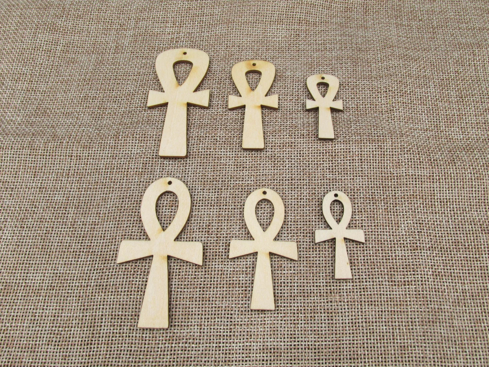 DIY Unfinished Laser Cut Wood Earrings Blank Pendant Wooden Africa Ankh Shapes Jewelry Findings For Handmade Diy Project