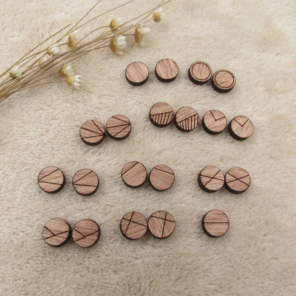 Unfinished Blank Solid Wooden Geometric Circle Round Shapes For DIy Wood Crafts Stud Earrings Accessories Jewelry Making Proj