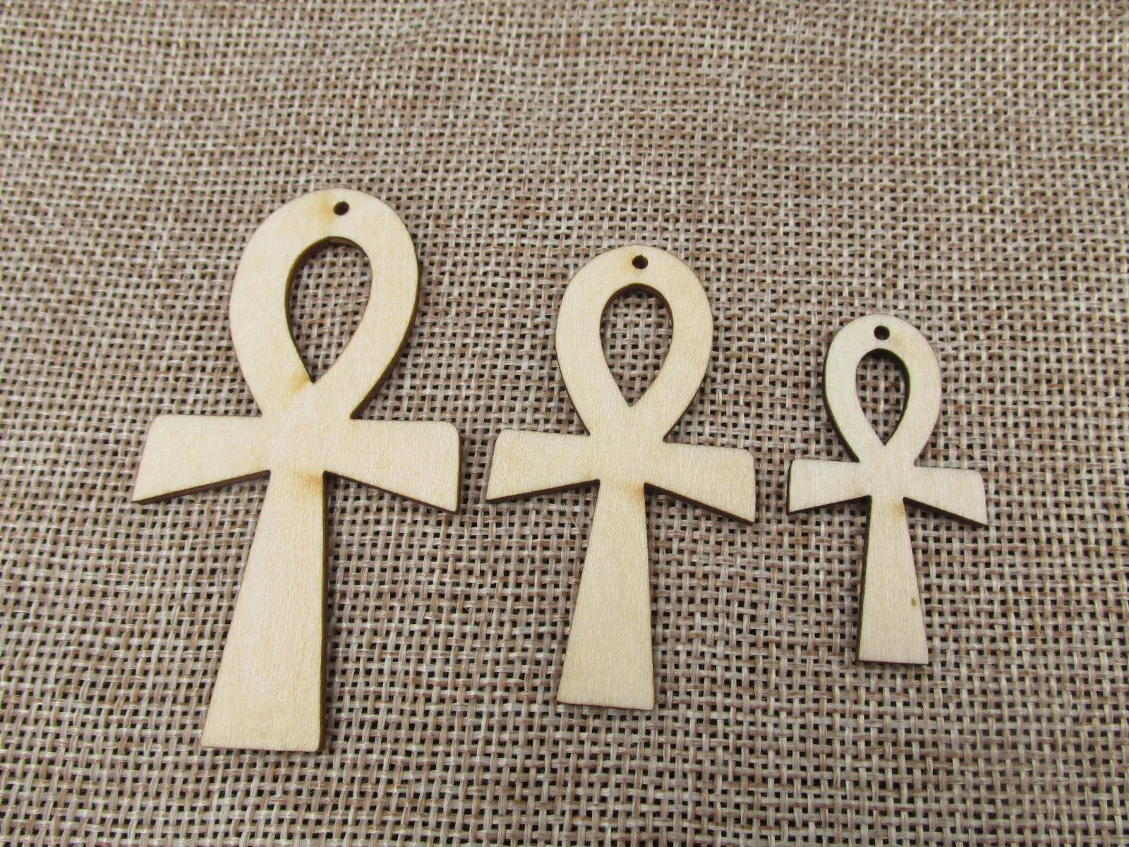 DIY Unfinished Laser Cut Wood Earrings Blank Pendant Wooden Africa Ankh Shapes Jewelry Findings For Handmade Diy Project