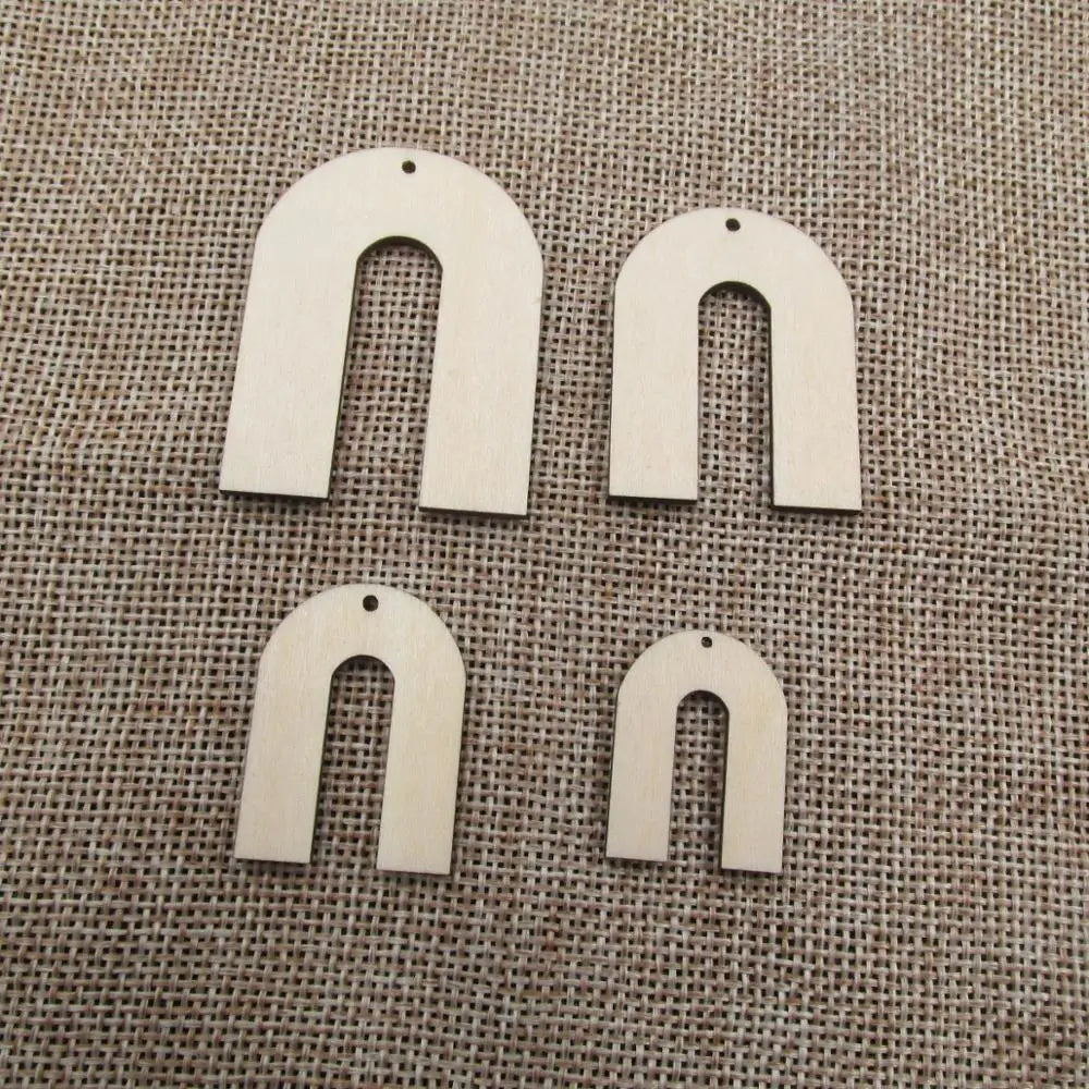 10pcs Unfinished Blank Wood Earring, Rainbow Bridge Shape, Round Cutouts Plywood, DIY Jewelry Project Making